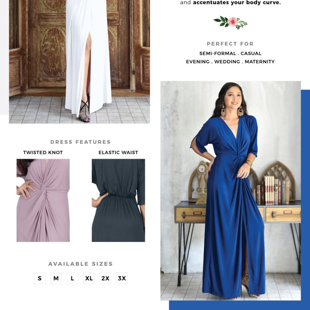 KOH KOH Maxi Dress - Comfortable and Flattering!